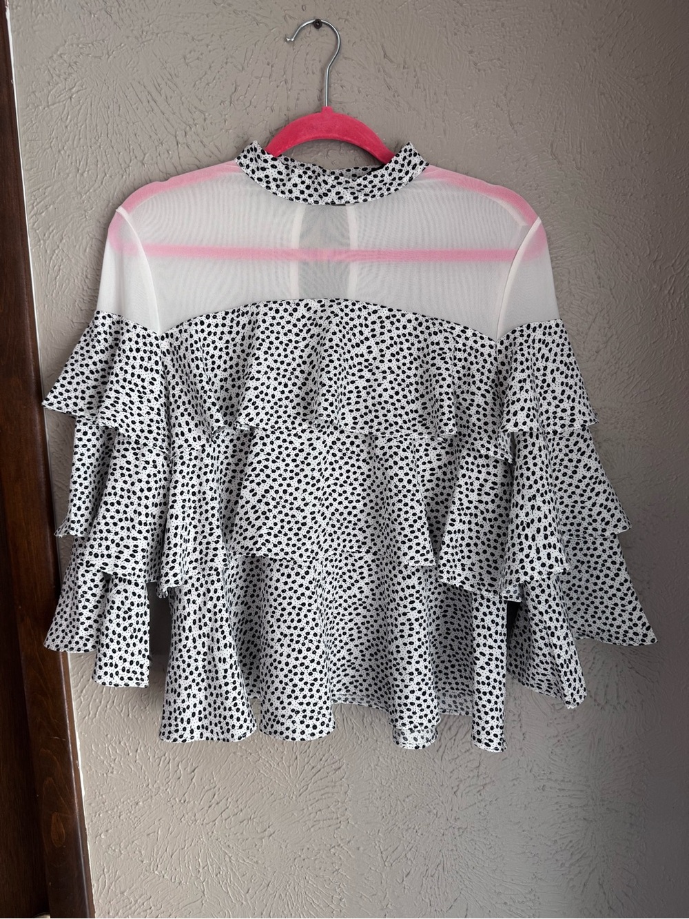 P Luca Milano polka dot print ruffle blouse Medium